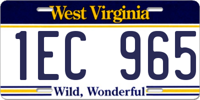 WV license plate 1EC965