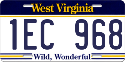 WV license plate 1EC968