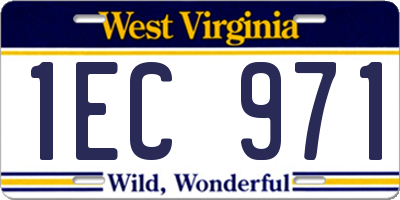 WV license plate 1EC971
