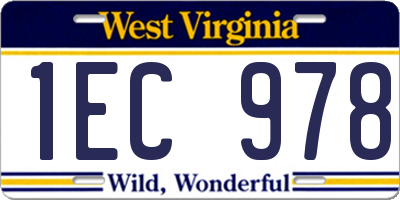 WV license plate 1EC978