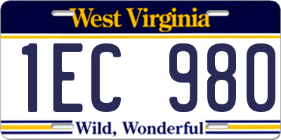 WV license plate 1EC980