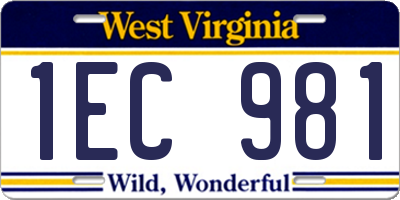 WV license plate 1EC981