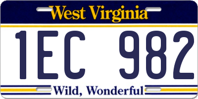 WV license plate 1EC982