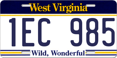 WV license plate 1EC985
