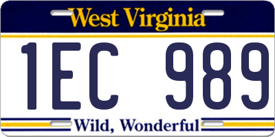 WV license plate 1EC989