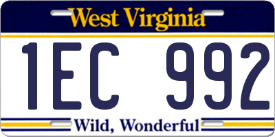 WV license plate 1EC992