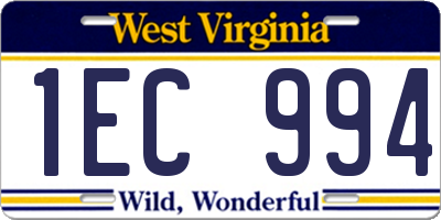 WV license plate 1EC994
