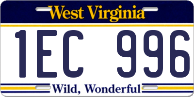 WV license plate 1EC996