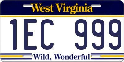WV license plate 1EC999