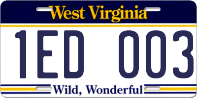 WV license plate 1ED003