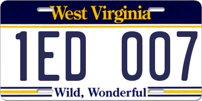 WV license plate 1ED007