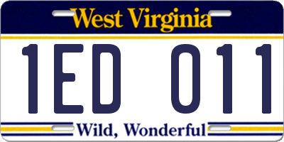 WV license plate 1ED011