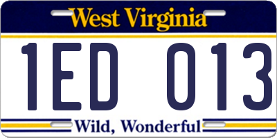 WV license plate 1ED013