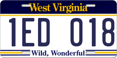 WV license plate 1ED018
