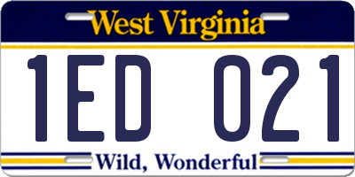 WV license plate 1ED021