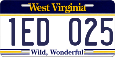 WV license plate 1ED025
