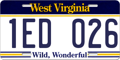 WV license plate 1ED026