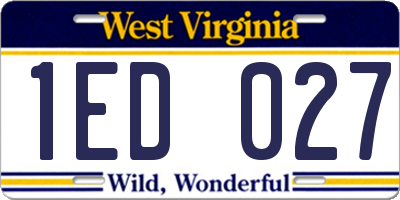 WV license plate 1ED027