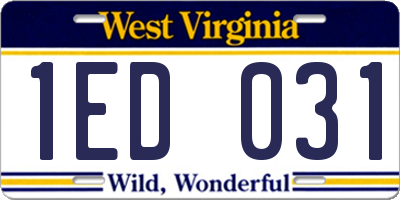 WV license plate 1ED031