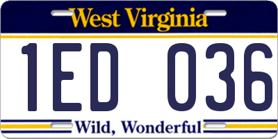 WV license plate 1ED036
