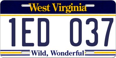 WV license plate 1ED037
