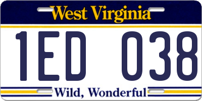 WV license plate 1ED038