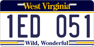 WV license plate 1ED051