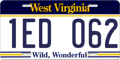 WV license plate 1ED062