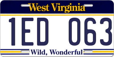 WV license plate 1ED063