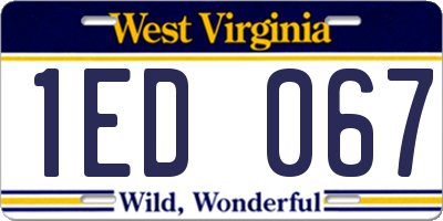 WV license plate 1ED067