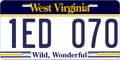 WV license plate 1ED070
