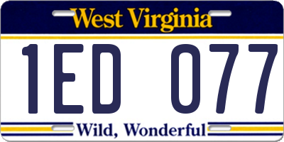 WV license plate 1ED077