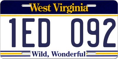 WV license plate 1ED092