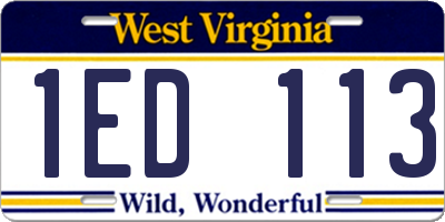 WV license plate 1ED113
