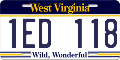 WV license plate 1ED118