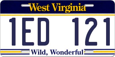 WV license plate 1ED121