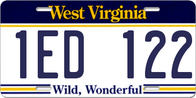 WV license plate 1ED122