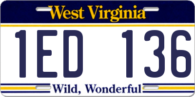 WV license plate 1ED136