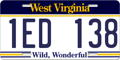WV license plate 1ED138