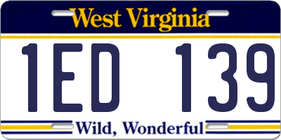 WV license plate 1ED139