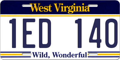 WV license plate 1ED140