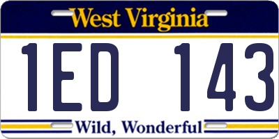 WV license plate 1ED143