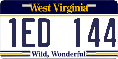 WV license plate 1ED144