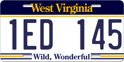 WV license plate 1ED145