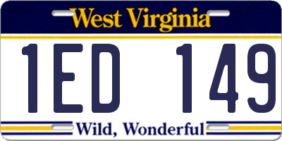 WV license plate 1ED149