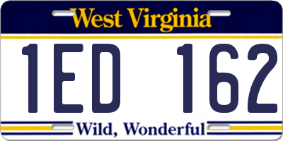 WV license plate 1ED162