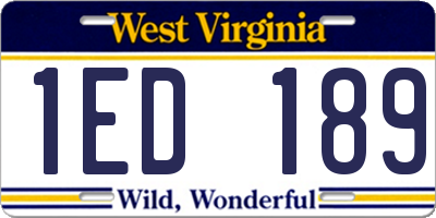 WV license plate 1ED189