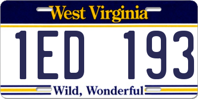WV license plate 1ED193