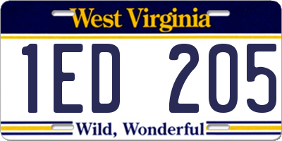 WV license plate 1ED205