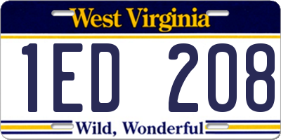 WV license plate 1ED208